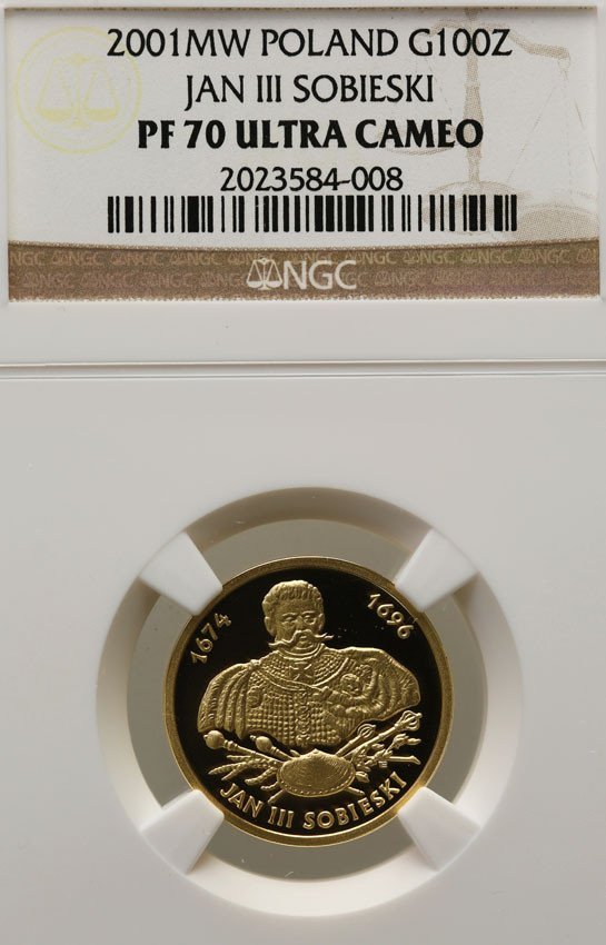 III RP. 100 złotych 2001 Jan III Sobieski NGC PF70 ULTRA CAMEO (MAX)